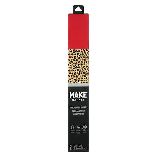 6 Packs: 2 ct. (12 total) 12" x 12" Classic Leopard & Red Sublimation Sheets by Make Market®